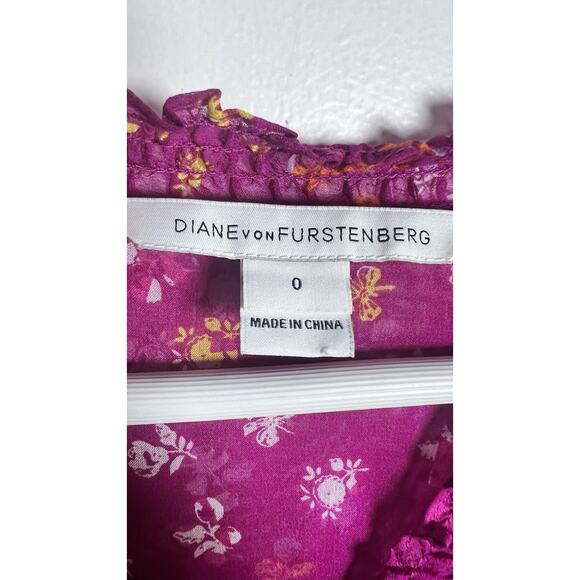 Diane von Furstenberg DVF Size 0 Pink Laya 100% Silk Chiffon Button Tunic Dress - Picture 7 of 11